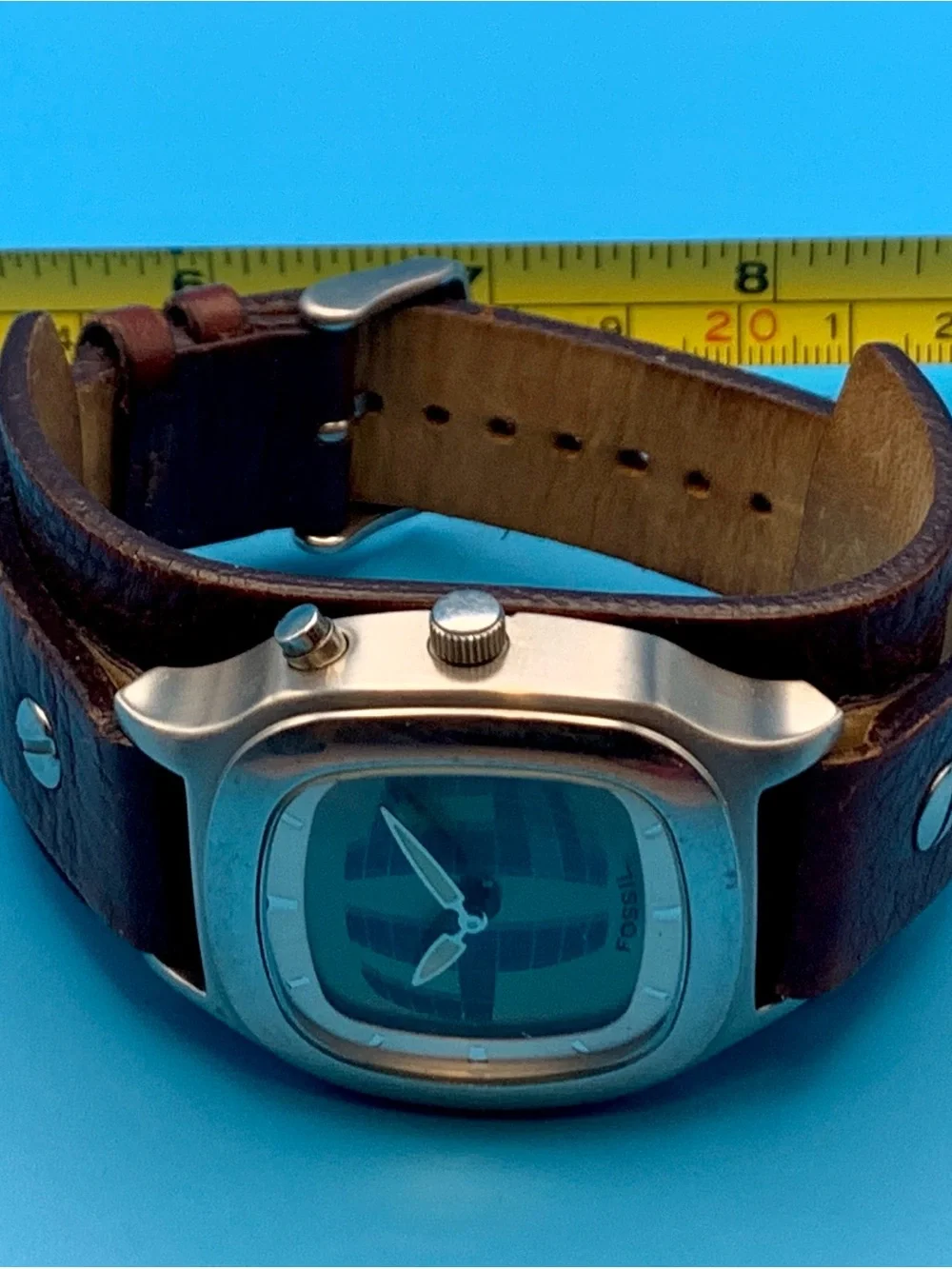 FOSSIL BIG TIC JR-8163 Men’s Vintage Ana-Dig Wristwatch Bund Band Works New Batt